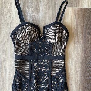 Black Lace Mesh Dress